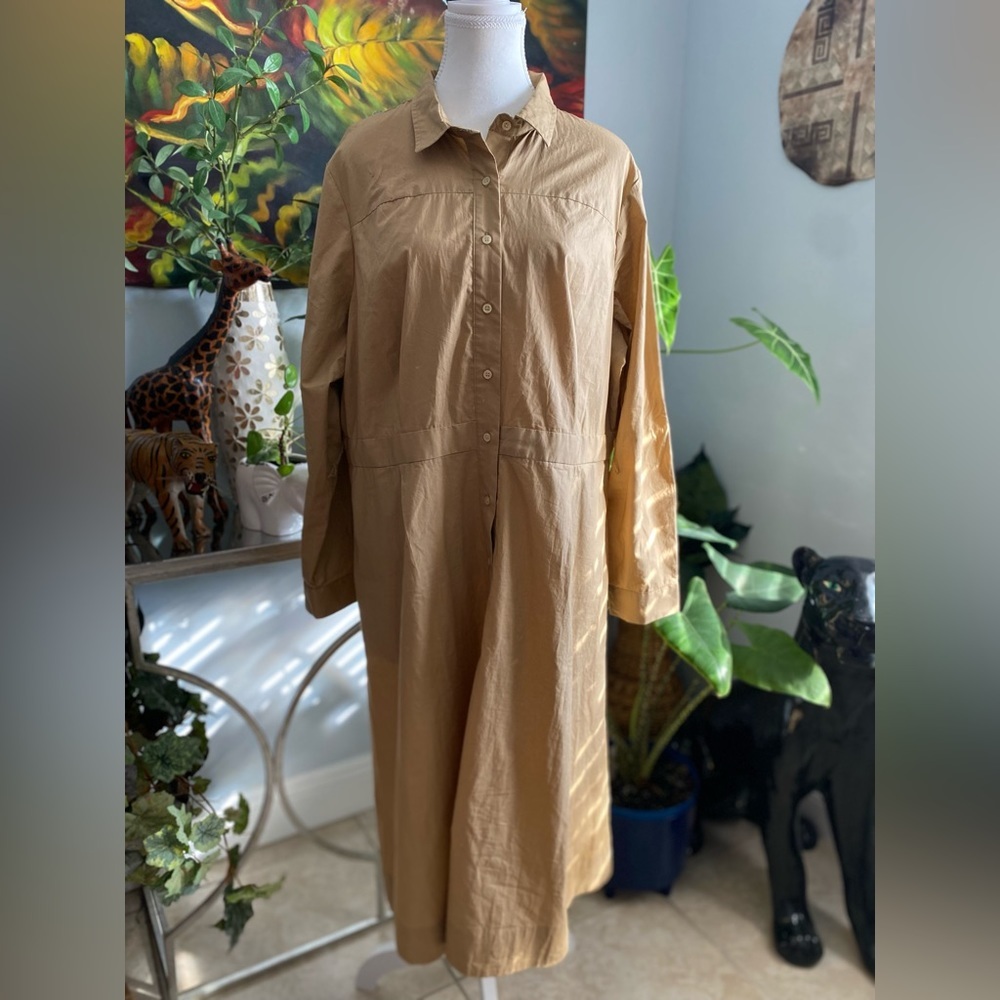 J.Crew dress button down long sleeves beige women's Sz 20